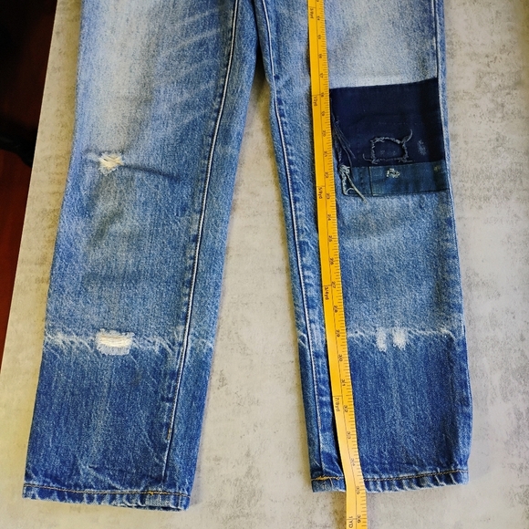 Anthropologie Pilcro Tonal High Rise Straight Crop Jeans Womens 26 Patch Boho - Picture 12 of 16
